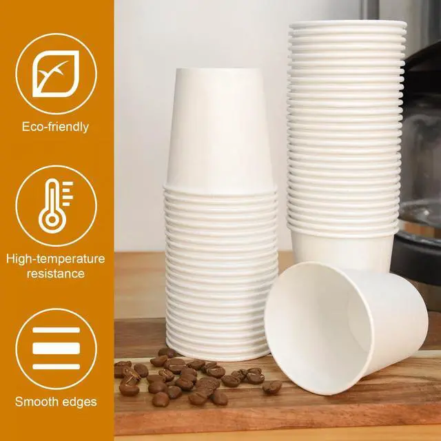 Alt view image 5 of 7 - 100 Pcs 6 oz Disposable Paper Cups, Hot Cold Beverage Drinking Cup for Coffee, Water, Tea, Juice, Espresso & Cortado (White)