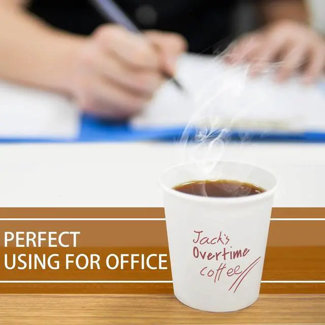 Alt view image 6 of 7 - 100 Pcs 6 oz Disposable Paper Cups, Hot Cold Beverage Drinking Cup for Coffee, Water, Tea, Juice, Espresso & Cortado (White)