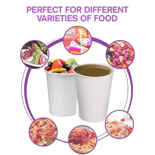 Alt view image 4 of 7 - White Disposable Paper Coffee Cups (6 OZ, 100 Count) For Hot Beverages, Tea, Espresso, Cocoa - To Go Drink Containers, Café & Office