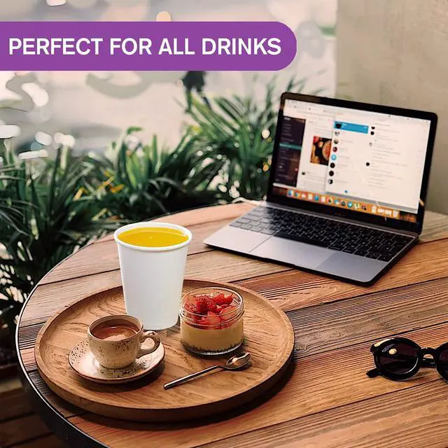 Alt view image 6 of 7 - White Disposable Paper Coffee Cups (6 OZ, 100 Count) For Hot Beverages, Tea, Espresso, Cocoa - To Go Drink Containers, Café & Office