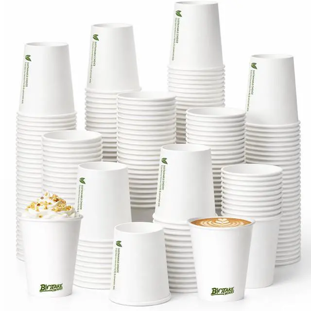 Main image of Paper Cups 8 oz, 300 Pack Disposable Coffee Cups for Hot & Cold Beverages, Sturdy with Leak-Resistant Lining, Ideal for Office, Party, Home and Travel (LOGO)