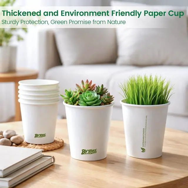Alt view image 2 of 7 - Paper Cups 8 oz, 300 Pack Disposable Coffee Cups for Hot & Cold Beverages, Sturdy with Leak-Resistant Lining, Ideal for Office, Party, Home and Travel (LOGO)