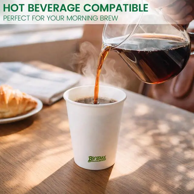 Alt view image 3 of 7 - Paper Cups 8 oz, 300 Pack Disposable Coffee Cups for Hot & Cold Beverages, Sturdy with Leak-Resistant Lining, Ideal for Office, Party, Home and Travel (LOGO)