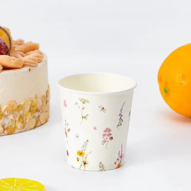 Alt view image 6 of 7 - 100 Pack 5oz Paper Cups, Disposable Bathroom Cups, Elegant Design Floral Small Mouthwash Cup, Hot/Cold Beverage Coffee, Dessert Cup for Birthday Parties, Home-use, Picnics, Ceremonies