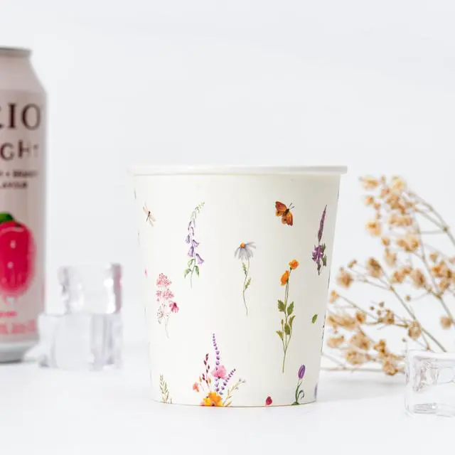 Alt view image 5 of 7 - 100 Pack 5oz Paper Cups, Disposable Bathroom Cups, Elegant Design Floral Small Mouthwash Cup, Hot/Cold Beverage Coffee, Dessert Cup for Birthday Parties, Home-use, Picnics, Ceremonies