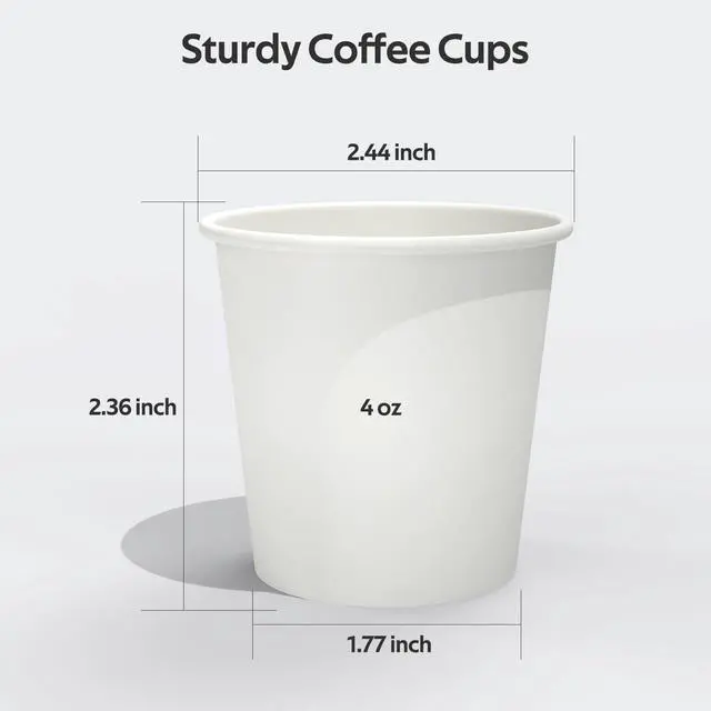 Alt view image 2 of 7 - 100 Count 4 oz Coffee Cups | Leak-Free Food Safe Paper Cups 4 oz, Disposable 4oz White Paper Cups for Cold and Hot Drinks