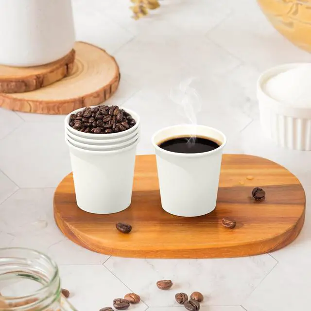 Alt view image 4 of 7 - 100 Count 4 oz Coffee Cups | Leak-Free Food Safe Paper Cups 4 oz, Disposable 4oz White Paper Cups for Cold and Hot Drinks