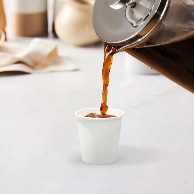 Alt view image 6 of 7 - 100 Count 4 oz Coffee Cups | Leak-Free Food Safe Paper Cups 4 oz, Disposable 4oz White Paper Cups for Cold and Hot Drinks