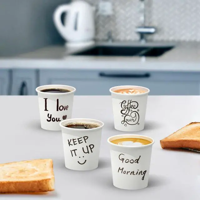 Alt view image 7 of 7 - 100 Count 4 oz Coffee Cups | Leak-Free Food Safe Paper Cups 4 oz, Disposable 4oz White Paper Cups for Cold and Hot Drinks