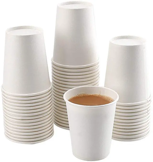 Main image of White Paper Cups - 50 Pack, 8 Oz Disposable, Hot Coffee & Water Cups