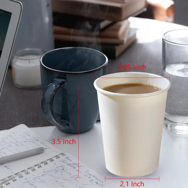 Alt view image 7 of 7 - White Paper Cups - 50 Pack, 8 Oz Disposable, Hot Coffee & Water Cups