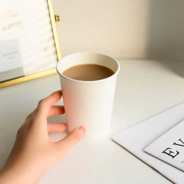 Alt view image 4 of 7 - Coffee Cups 12 oz, 100 Pack Disposable Paper Cups | Thickened Paper, Leak-proof, BPA-free, Ideal for Daily Use, Office, Coffee Shop, Picnic, Parties