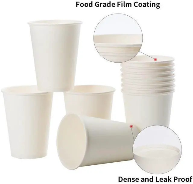 Alt view image 7 of 7 - Coffee Cups 12 oz, 100 Pack Disposable Paper Cups | Thickened Paper, Leak-proof, BPA-free, Ideal for Daily Use, Office, Coffee Shop, Picnic, Parties