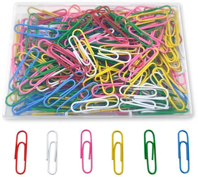 Main image of Paper Clips, 200 Pack 1.3 Inch Medium Colored Paperclips, Assorted Colored Coated Paper Clips, Reusable Paperclips for Paperwork Office School Document Organizing