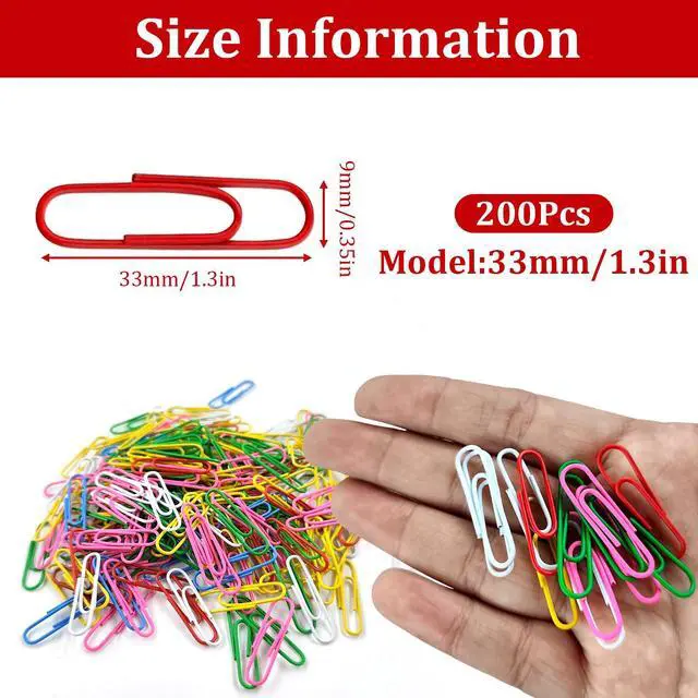Alt view image 2 of 7 - Paper Clips, 200 Pack 1.3 Inch Medium Colored Paperclips, Assorted Colored Coated Paper Clips, Reusable Paperclips for Paperwork Office School Document Organizing