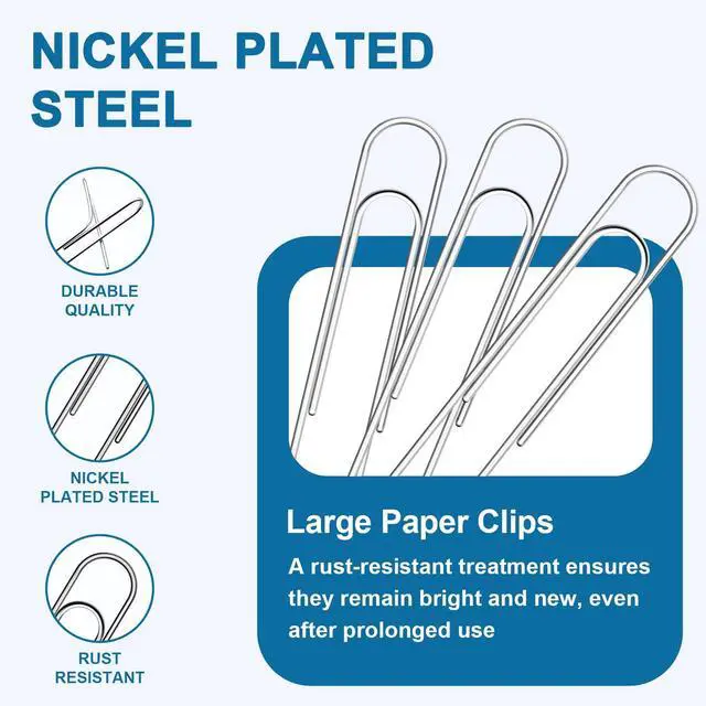 Alt view image 3 of 7 - 200 Pack 2In Jumbo Heavy Duty Paper Clips, Large Stainless Steel PaperClips for Thick Documents, Reports, Office, School, and Home Organizing