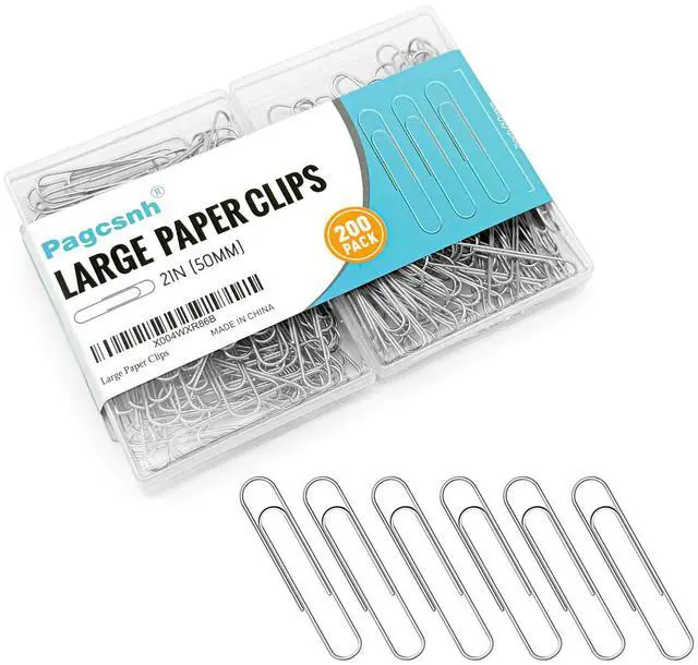 Main image of 200 Pack 2In Jumbo Heavy Duty Paper Clips, Large Stainless Steel PaperClips for Thick Documents, Reports, Office, School, and Home Organizing