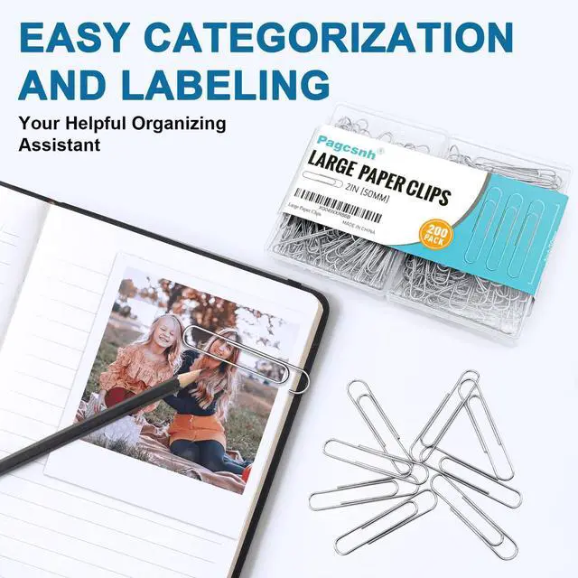 Alt view image 6 of 7 - 200 Pack 2In Jumbo Heavy Duty Paper Clips, Large Stainless Steel PaperClips for Thick Documents, Reports, Office, School, and Home Organizing