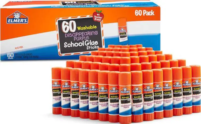 Main image of Disappearing Purple School Glue Sticks, Washable, 7 Grams, 60 Count - Back to School Supplies, Classroom Pack, #1 Teacher Brand