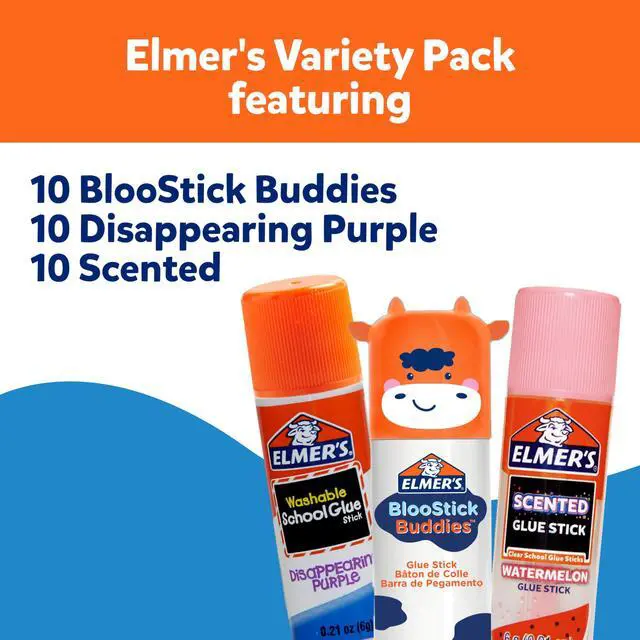 Alt view image 2 of 7 - Glue Sticks Variety Pack, Featuring BlooStick Buddies, Disappearing Purple, and Scented Glue Sticks, Assorted, 6 Grams, 30 Count - Arts & Crafts, Fun Classroom Supplies, #1 Teacher Brand
