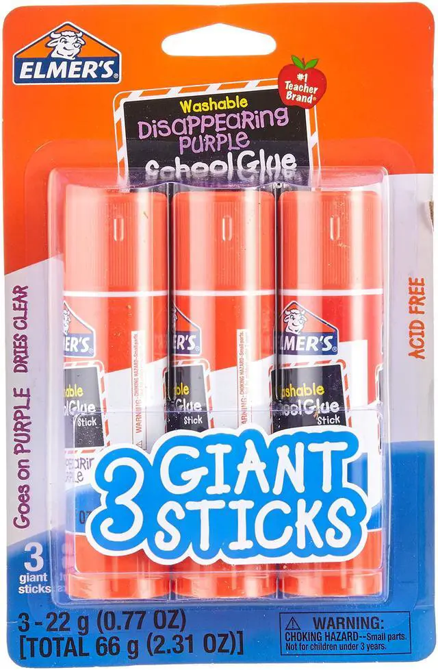 Main image of Disappearing Purple School Glue, Washable, 30 Pack, 0.24-Ounce Sticks - New | Goes on colored and dries clear so kids can see every stroke