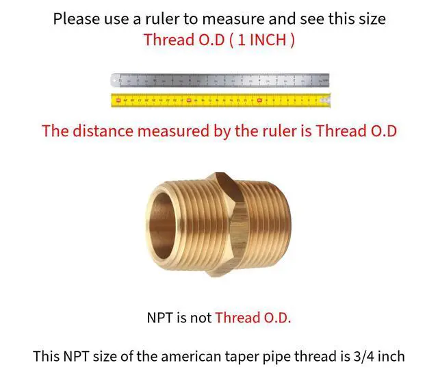 Alt view image 4 of 7 - 3/4 Inch NPT Male Brass Hex Nipple Pipe Fitting Adapter | (Thread outer diameter 26.67 mm), Straight Connector, 2 Piece