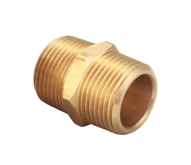 Alt view image 7 of 7 - 3/4 Inch NPT Male Brass Hex Nipple Pipe Fitting Adapter | (Thread outer diameter 26.67 mm), Straight Connector, 2 Piece