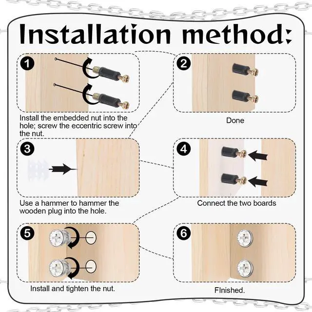 Alt view image 4 of 7 - Cam Locks for Furniture, 20 Sets Cam Lock Nuts and Cams Screws M6 x 40mm 3-in-1 Eccentric Hardware Connector Bolt Fittings Fasteners for Cabinet Drawer Dresser