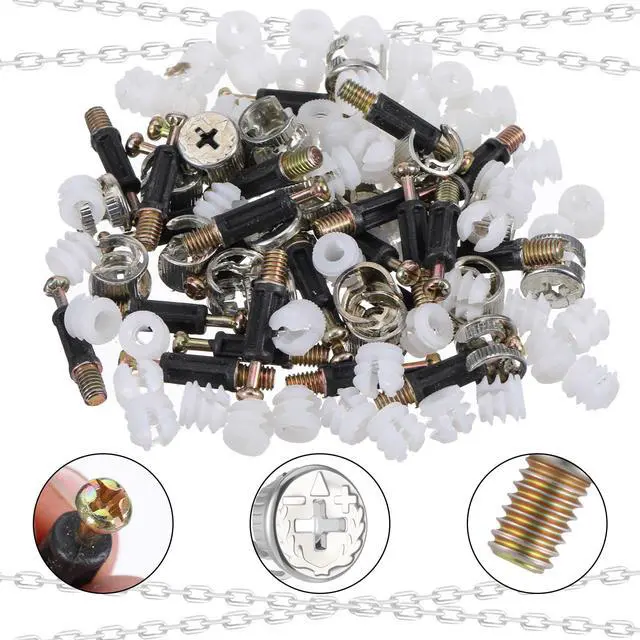 Alt view image 6 of 7 - Cam Locks for Furniture, 20 Sets Cam Lock Nuts and Cams Screws M6 x 40mm 3-in-1 Eccentric Hardware Connector Bolt Fittings Fasteners for Cabinet Drawer Dresser