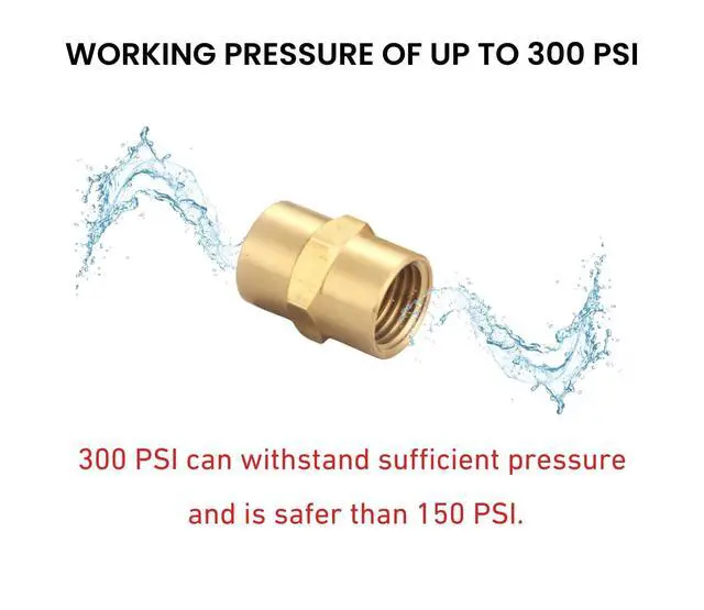 Alt view image 3 of 7 - Brass Coupling 1/4 Inch NPT Female x 1/4 Inch NPT Female | Hex Head Pipe Fitting, Pack of 10, Compressor connector 1/4 fnpt to 1/4 fnpt Coupler, Air Hose Adapter Brass Fittings