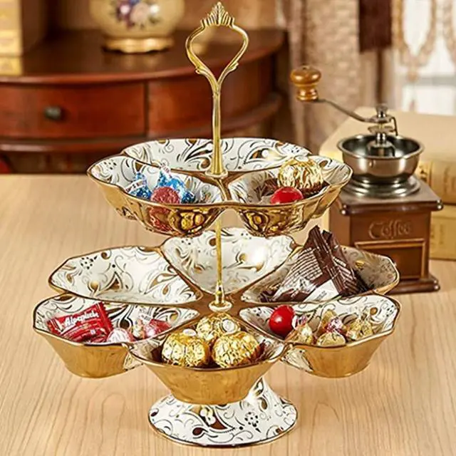 Alt view image 4 of 6 - 4 Sets 3 Tier Cake Plate Stand Handle Hardware, Golden+Silver