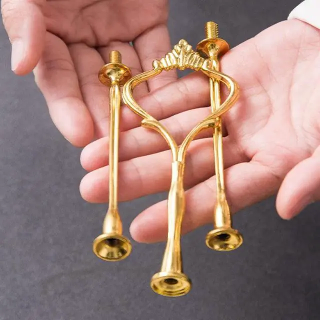 Alt view image 6 of 6 - 4 Sets 3 Tier Cake Plate Stand Handle Hardware, Golden+Silver