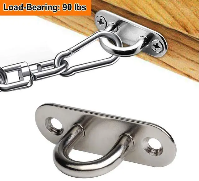 Alt view image 4 of 7 - 20-Pack Stainless Steel Ceiling Hook Ring Hooks 1. 8 inch M5 Strip Type Eye Plate with Enclosed Hook Boat Rigging Heavy Duty Ceiling & Wall Mount Hanging Hardware Fitting