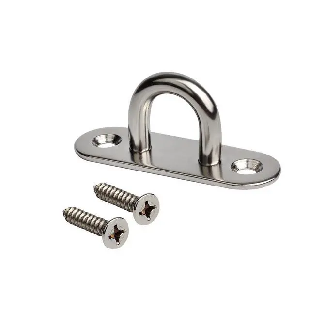 Alt view image 7 of 7 - 20-Pack Stainless Steel Ceiling Hook Ring Hooks 1. 8 inch M5 Strip Type Eye Plate with Enclosed Hook Boat Rigging Heavy Duty Ceiling & Wall Mount Hanging Hardware Fitting