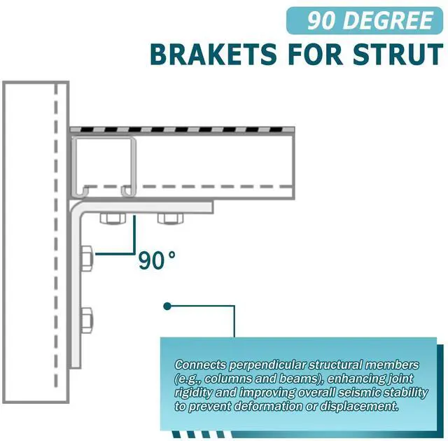 Alt view image 3 of 7 - 4Pcs 4 Hole 90 Degree Bracket for 1 5/8 Strut Channel, Heavy Duty L Brackets Fitting Galvanized Connectors, 5mm Thickness