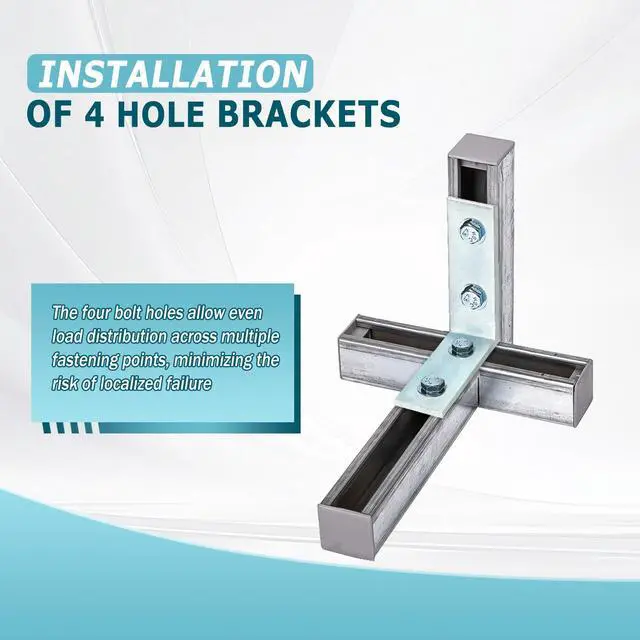 Alt view image 4 of 7 - 4Pcs 4 Hole 90 Degree Bracket for 1 5/8 Strut Channel, Heavy Duty L Brackets Fitting Galvanized Connectors, 5mm Thickness