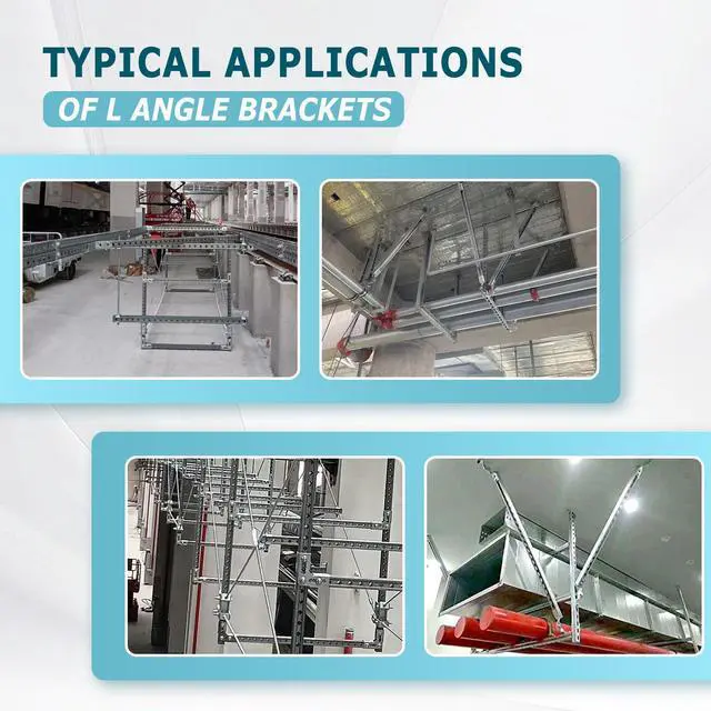 Alt view image 7 of 7 - 4Pcs 4 Hole 90 Degree Bracket for 1 5/8 Strut Channel, Heavy Duty L Brackets Fitting Galvanized Connectors, 5mm Thickness