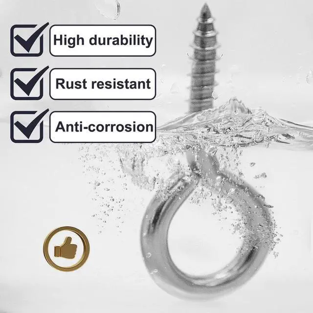 Alt view image 4 of 7 - 6 Pcs M6 304 Stainless Steel Screw Eye Hooks, 2-1/2 Inches Eyes Screw Hooks,Heavy Duty Screw Eye Bolt,Load Bearing 200LB,Indoor & Outdoor Use
