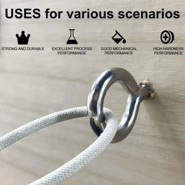 Alt view image 6 of 7 - 6 Pcs M6 304 Stainless Steel Screw Eye Hooks, 2-1/2 Inches Eyes Screw Hooks,Heavy Duty Screw Eye Bolt,Load Bearing 200LB,Indoor & Outdoor Use