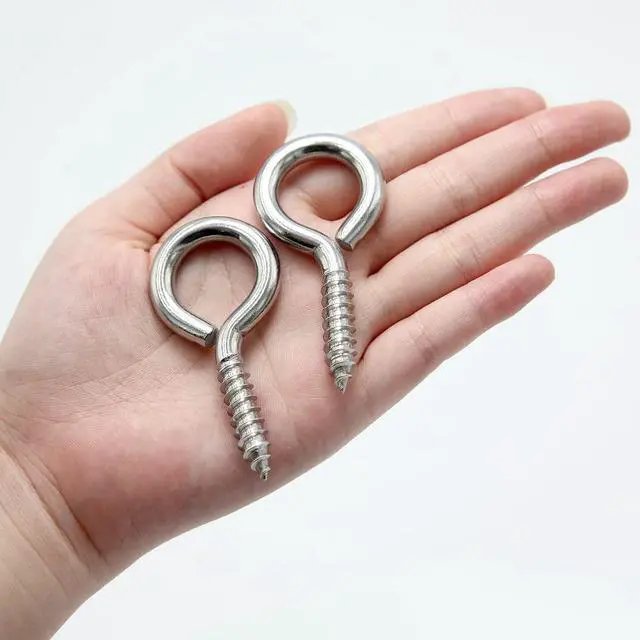 Alt view image 5 of 7 - 6 Pcs M6 304 Stainless Steel Screw Eye Hooks, 2-1/2 Inches Eyes Screw Hooks,Heavy Duty Screw Eye Bolt,Load Bearing 200LB,Indoor & Outdoor Use