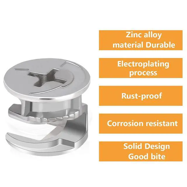 Alt view image 2 of 6 - 20 Pieces Furniture Cam Lock Fasteners 15mm x 12mm Furniture Cam Lock Nut Connectors Fittings for Cabinet Drawer Wardrobe Panel Connecting
