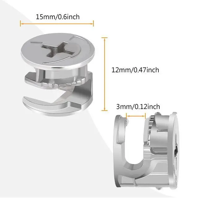 Alt view image 3 of 6 - 20 Pieces Furniture Cam Lock Fasteners 15mm x 12mm Furniture Cam Lock Nut Connectors Fittings for Cabinet Drawer Wardrobe Panel Connecting