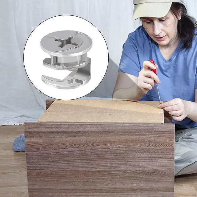 Alt view image 4 of 6 - 20 Pieces Furniture Cam Lock Fasteners 15mm x 12mm Furniture Cam Lock Nut Connectors Fittings for Cabinet Drawer Wardrobe Panel Connecting