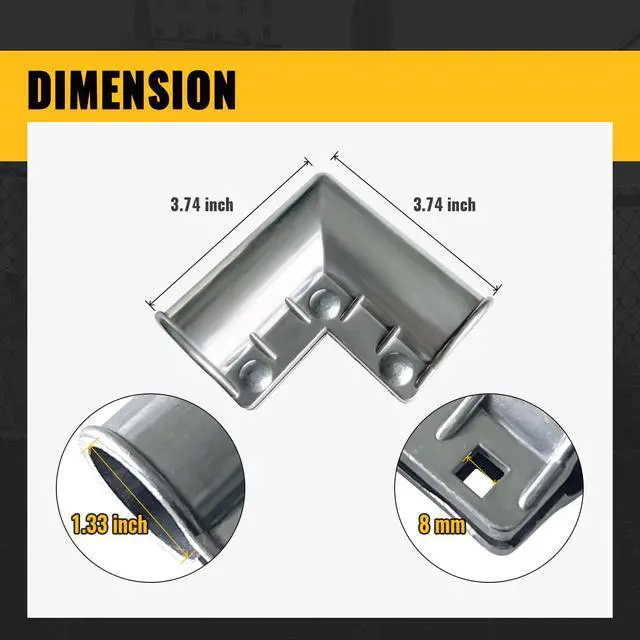 Alt view image 2 of 7 - Chain Link Fence Gate Corner 1-3/8", 90 Degree Gate Elbow, 4-Pack | Aluminum Fence Gate Corners, 1-3/8" Chain Link Fence Fittings