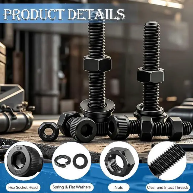 Alt view image 3 of 6 - 720PCS M3 Screws Kit,M3×6/8/10/12/16/20mm M3 Screws Assortment Kits,12.9 Alloy Steel M3 Hex Socket Head Bolts Nuts Washers Set Suitable for 3D Printer,DIY
