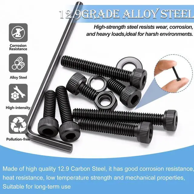 Alt view image 4 of 6 - 720PCS M3 Screws Kit,M3×6/8/10/12/16/20mm M3 Screws Assortment Kits,12.9 Alloy Steel M3 Hex Socket Head Bolts Nuts Washers Set Suitable for 3D Printer,DIY