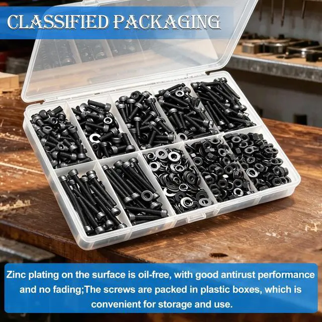 Alt view image 5 of 6 - 720PCS M3 Screws Kit,M3×6/8/10/12/16/20mm M3 Screws Assortment Kits,12.9 Alloy Steel M3 Hex Socket Head Bolts Nuts Washers Set Suitable for 3D Printer,DIY
