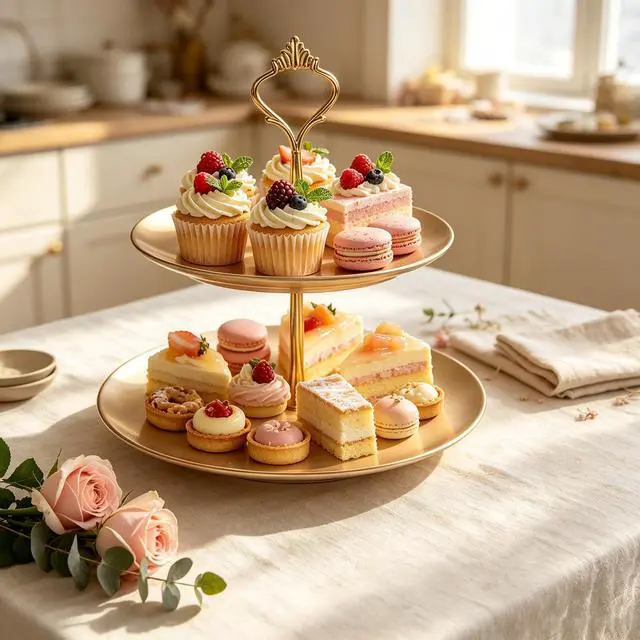 Alt view image 5 of 7 - 1 Set Cake Tray Stand Handle Cupcake Dessert Plate Hardware Fitting Holder Rod Stand Handle for Cake Stand Wedding Party, 2-Tiers Crown Gold