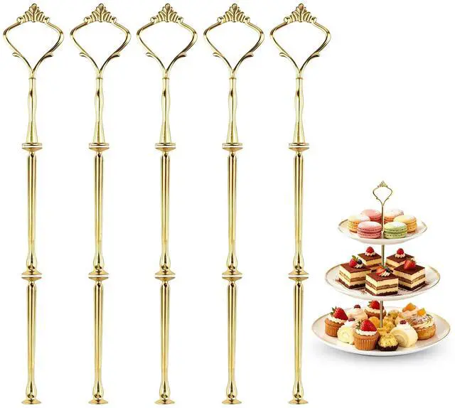 Main image of 3 Tier Tiered Tray Hardware Kits Fruit Cake Plate Handle Fitting Hardware Rod Dessert Stand Holder Golden Crown 5 SetPlate not Included