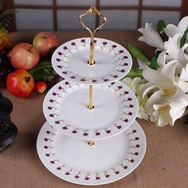 Alt view image 3 of 7 - 3 Tier Tiered Tray Hardware Kits Fruit Cake Plate Handle Fitting Hardware Rod Dessert Stand Holder Golden Crown 5 SetPlate not Included